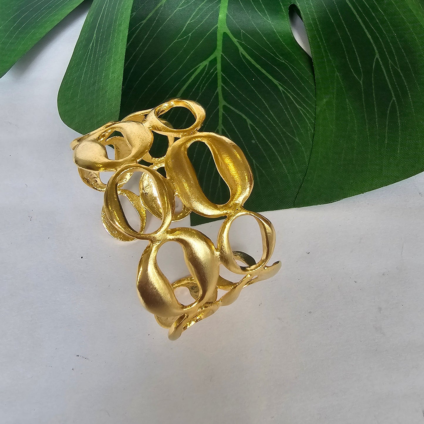 Golden Two Layaed Circle Cuffa Bracelet