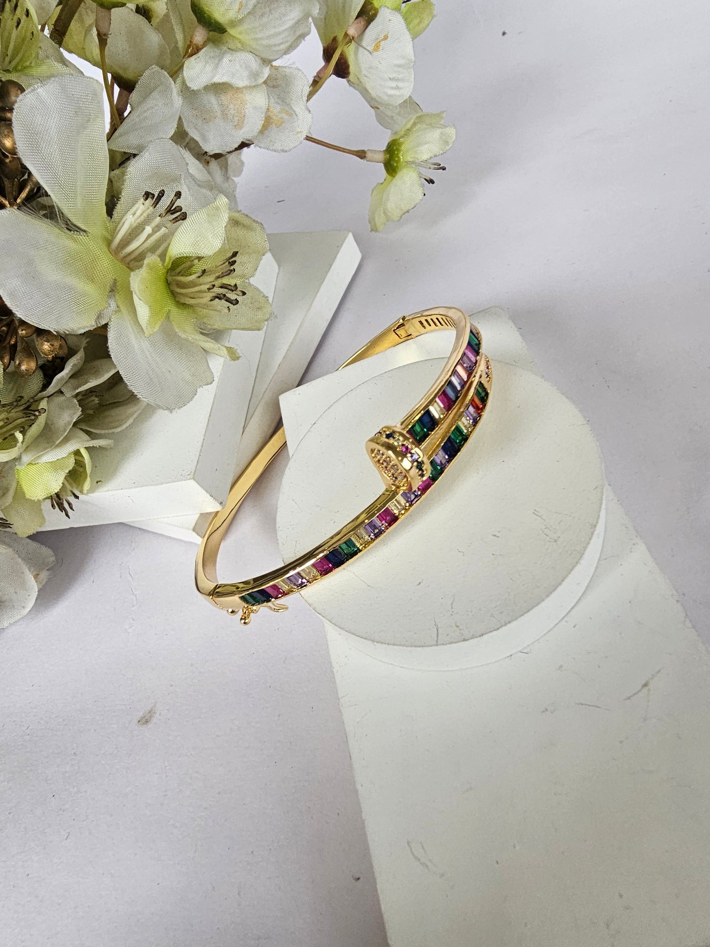 Rainbow Crystal Stone Openable Bracelet