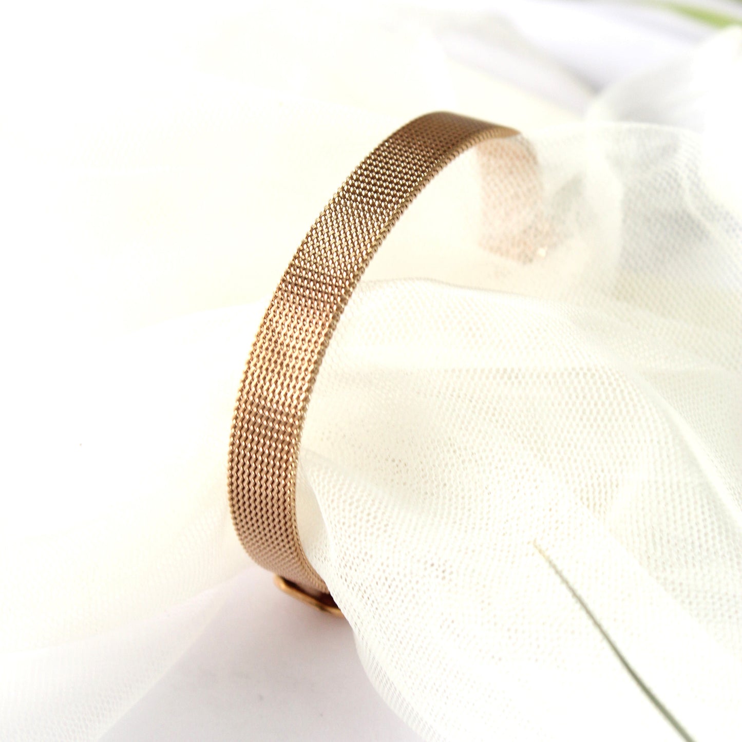 Mesh Belt Buckle Rose Gold Stainless Steel Bracelet