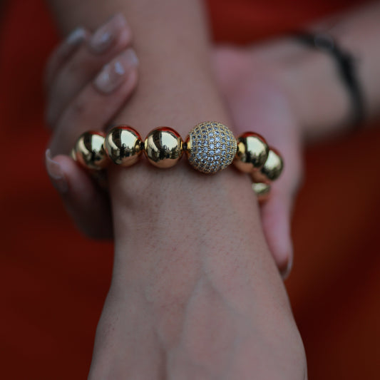 Glossy Balls Bracelet With Stone