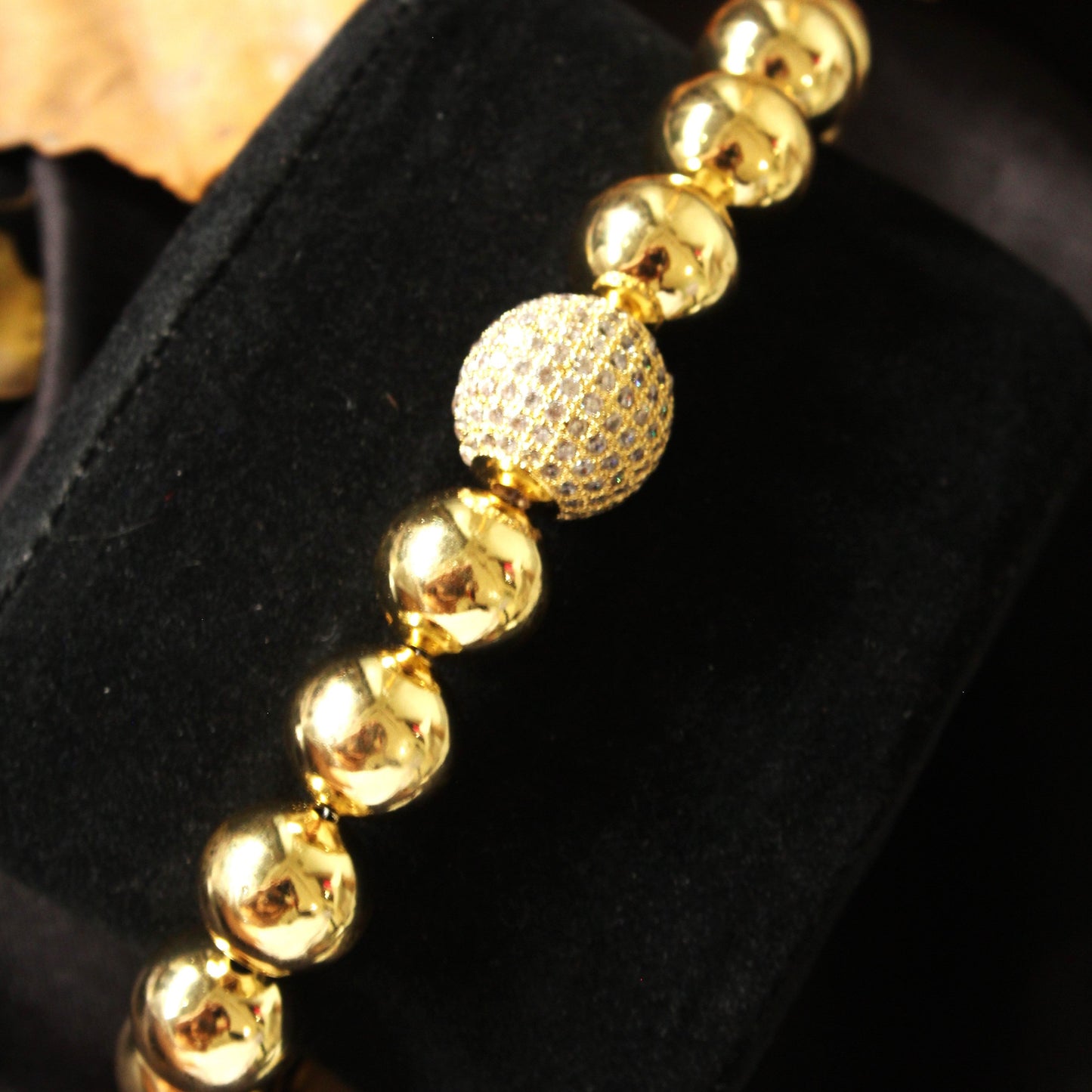 Glossy Balls Bracelet With Stone