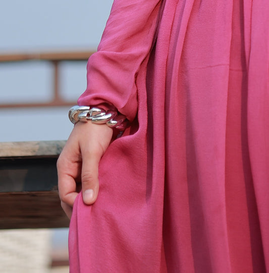 Criss Cross Curd Glossy Cuff Bracelet