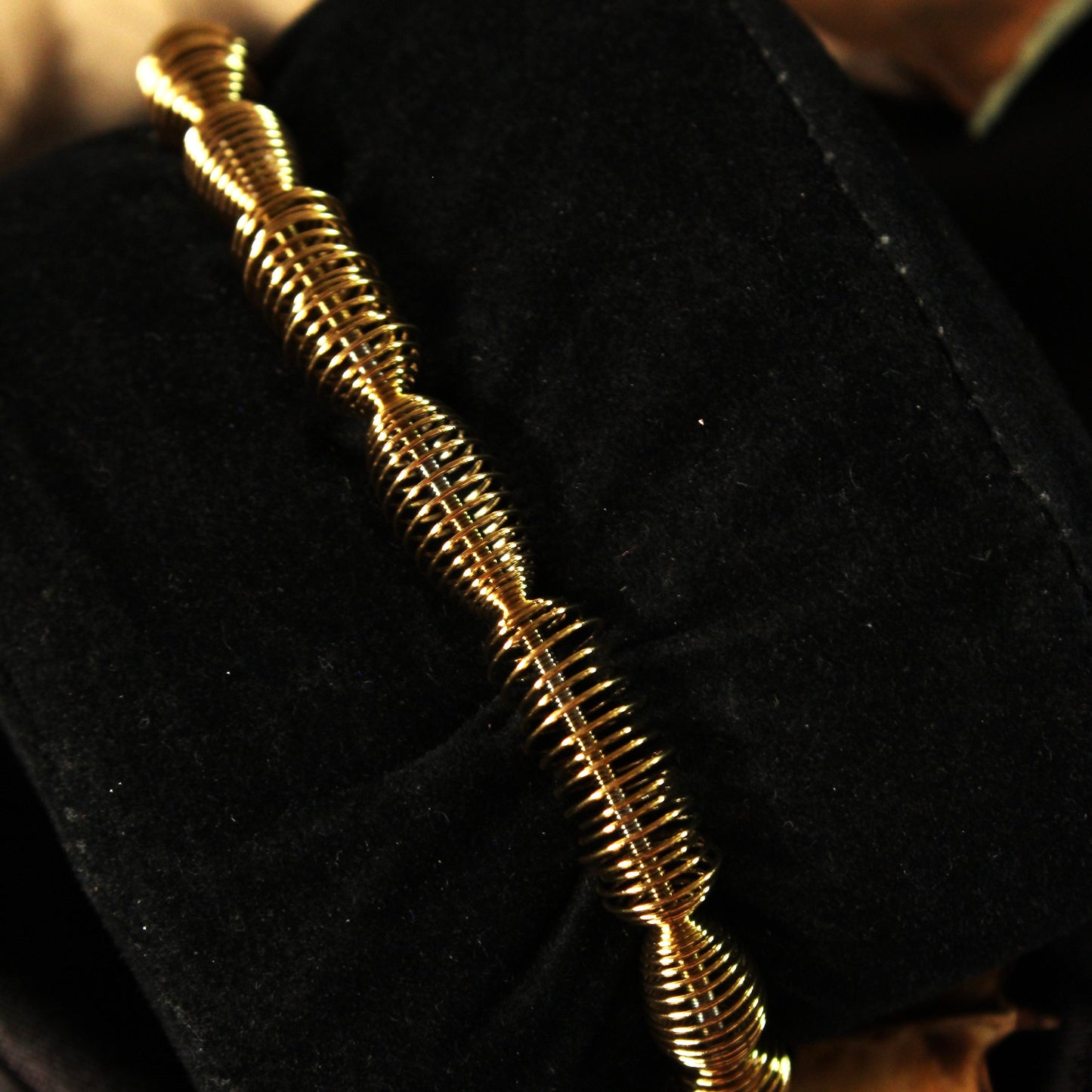 Wire Wave Beads Golden Bracelet