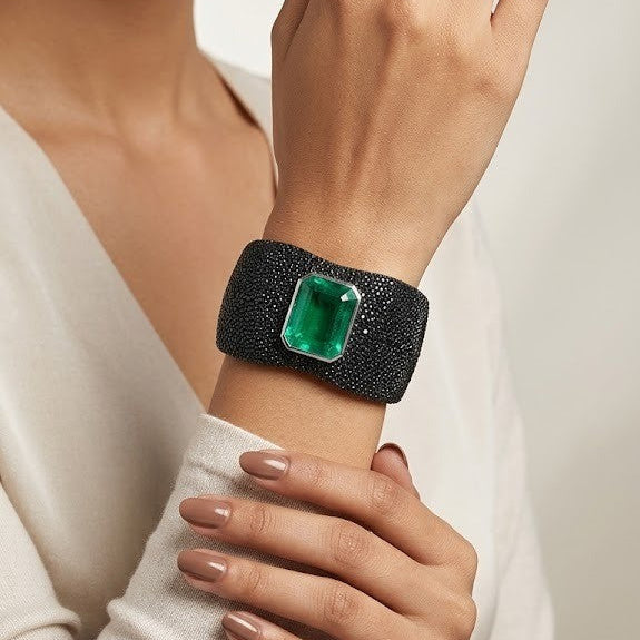 Emerald Noir Luxe Cuff Bracelet