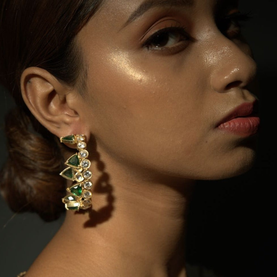 Green American Dimond Designer Hoop Earring
