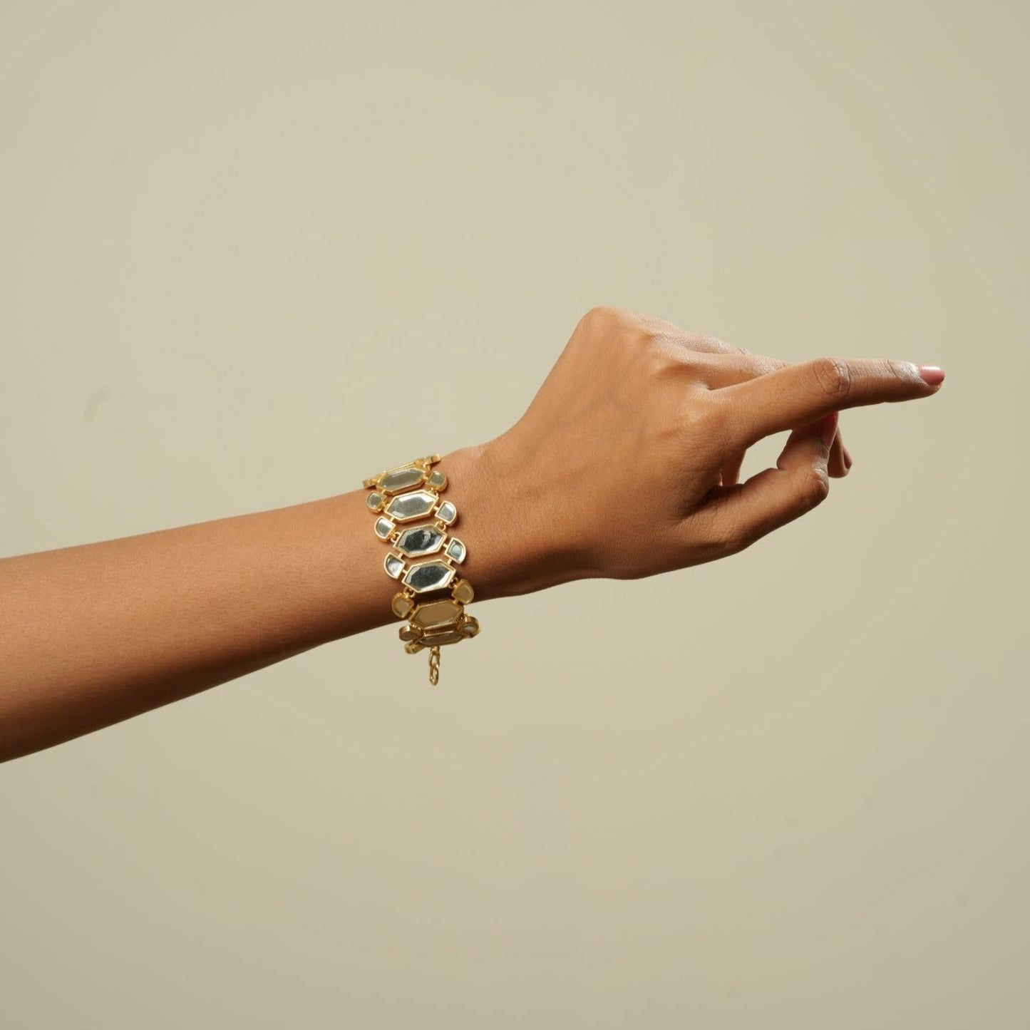 Golden Mirror Work Bracelet
