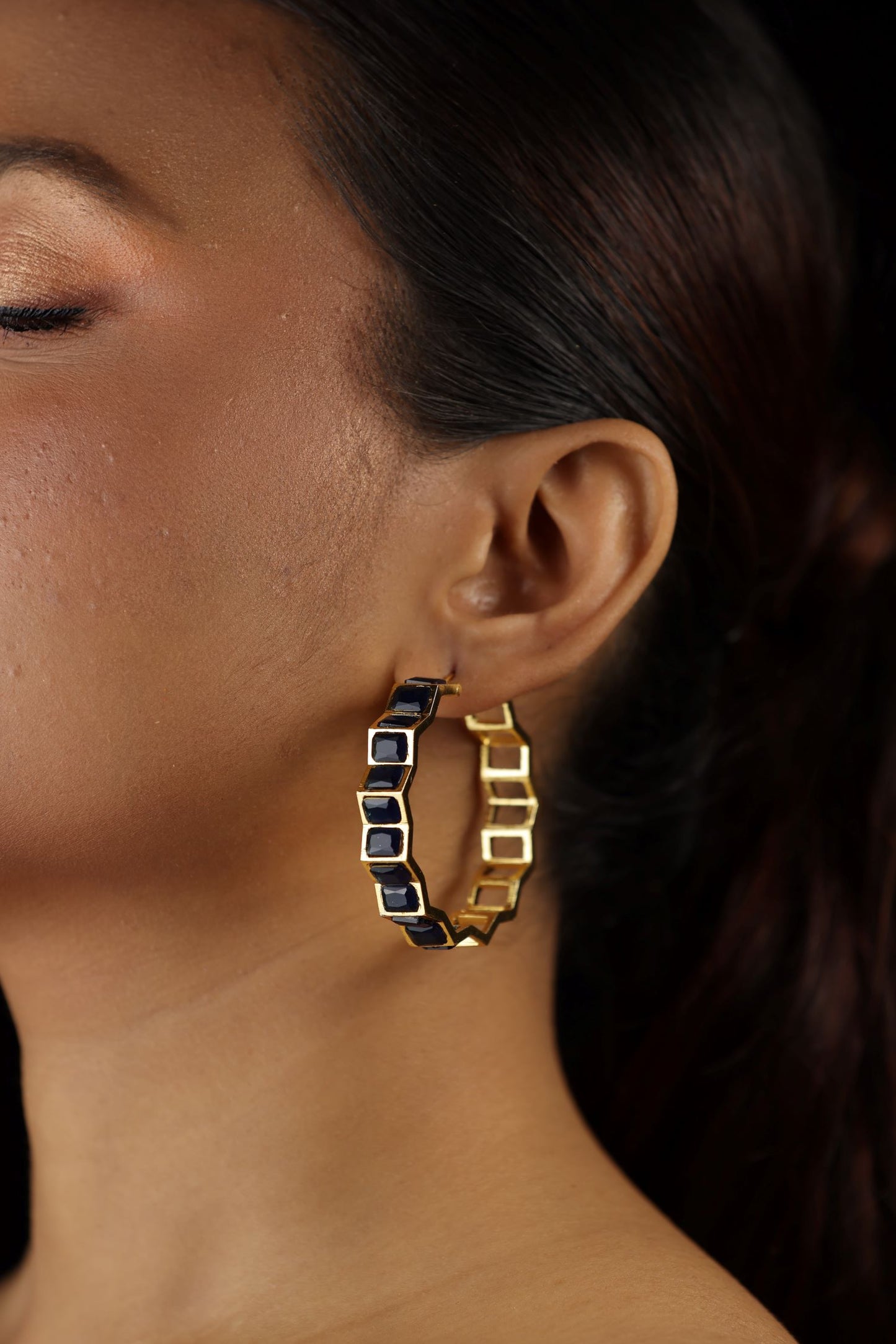 Golden Hoops With Stone