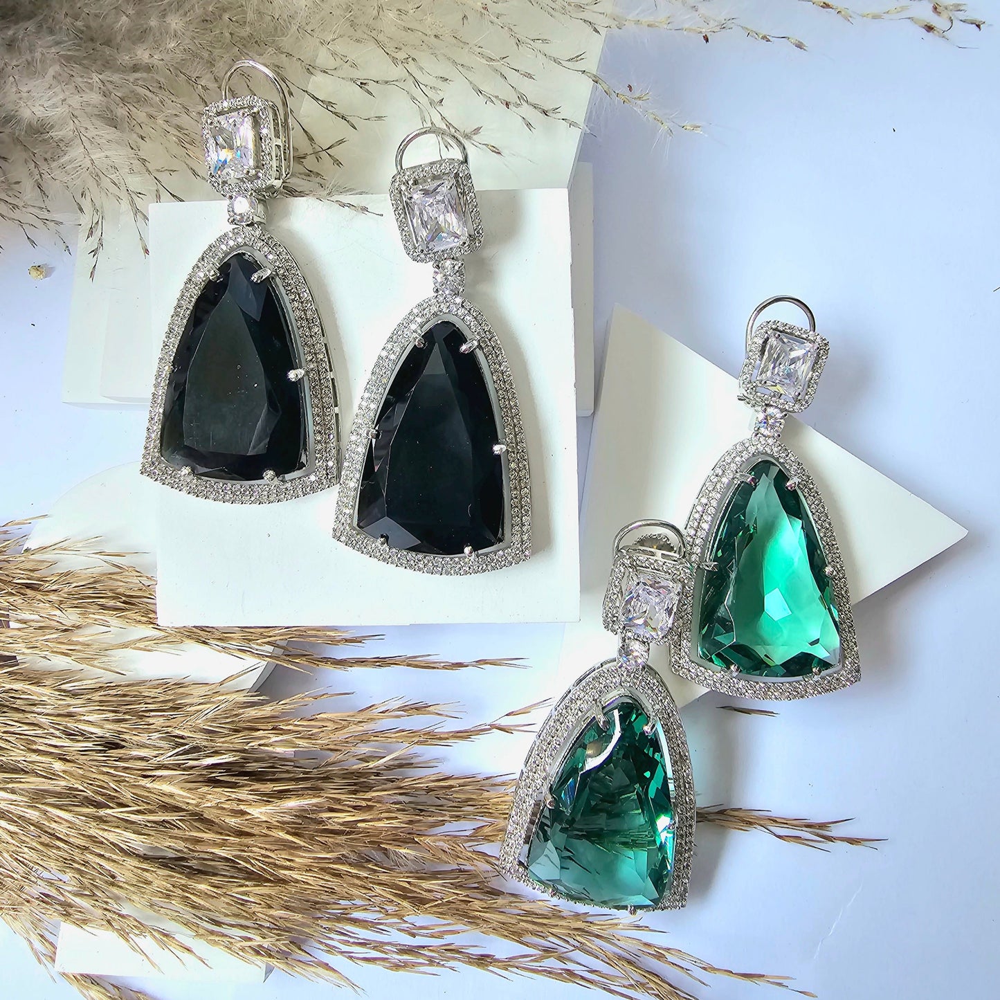 Cubic Zirconia Earring With Rhodium Plating