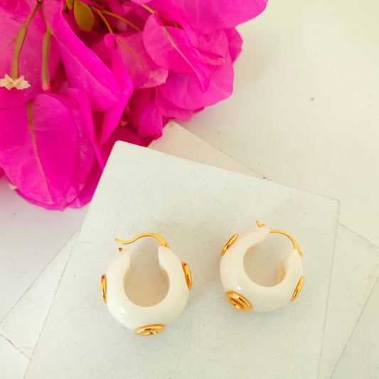 White Small Hoop Earring