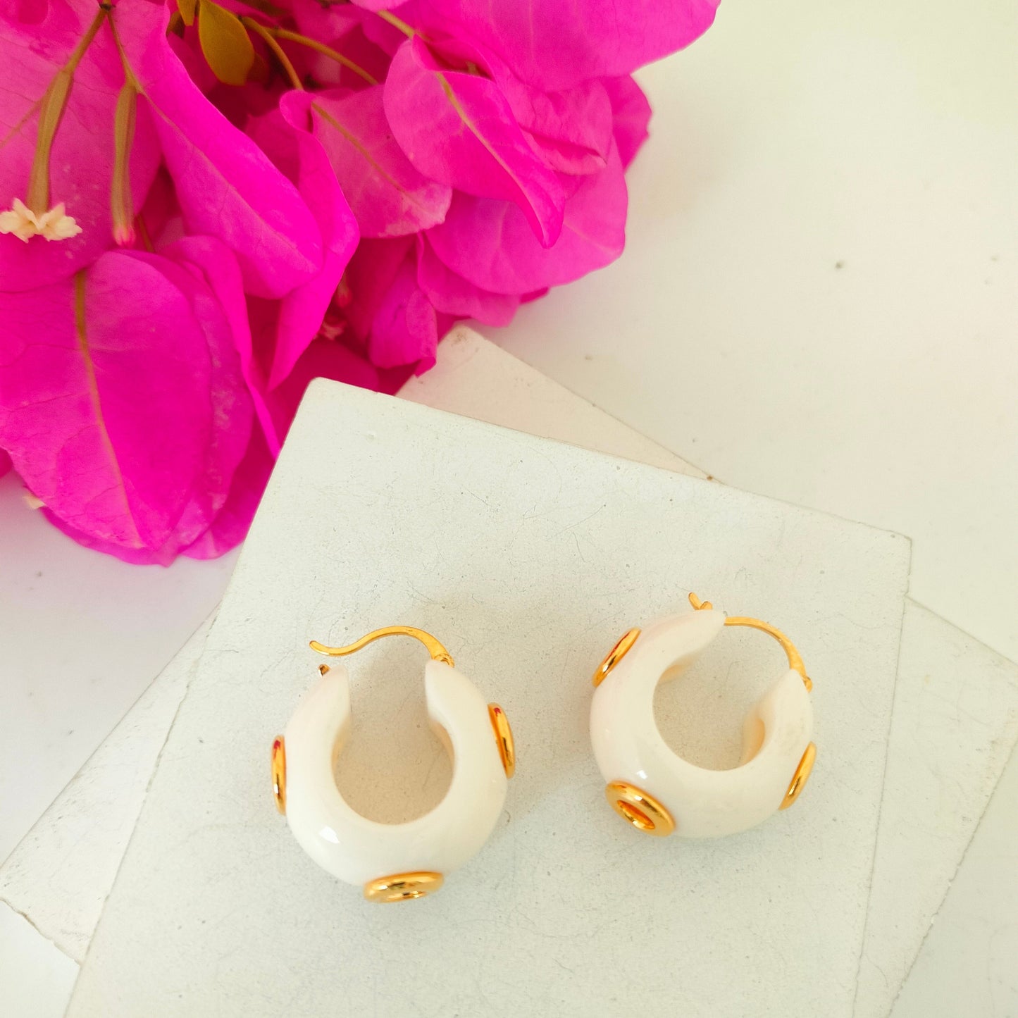 White Small Hoop Earring