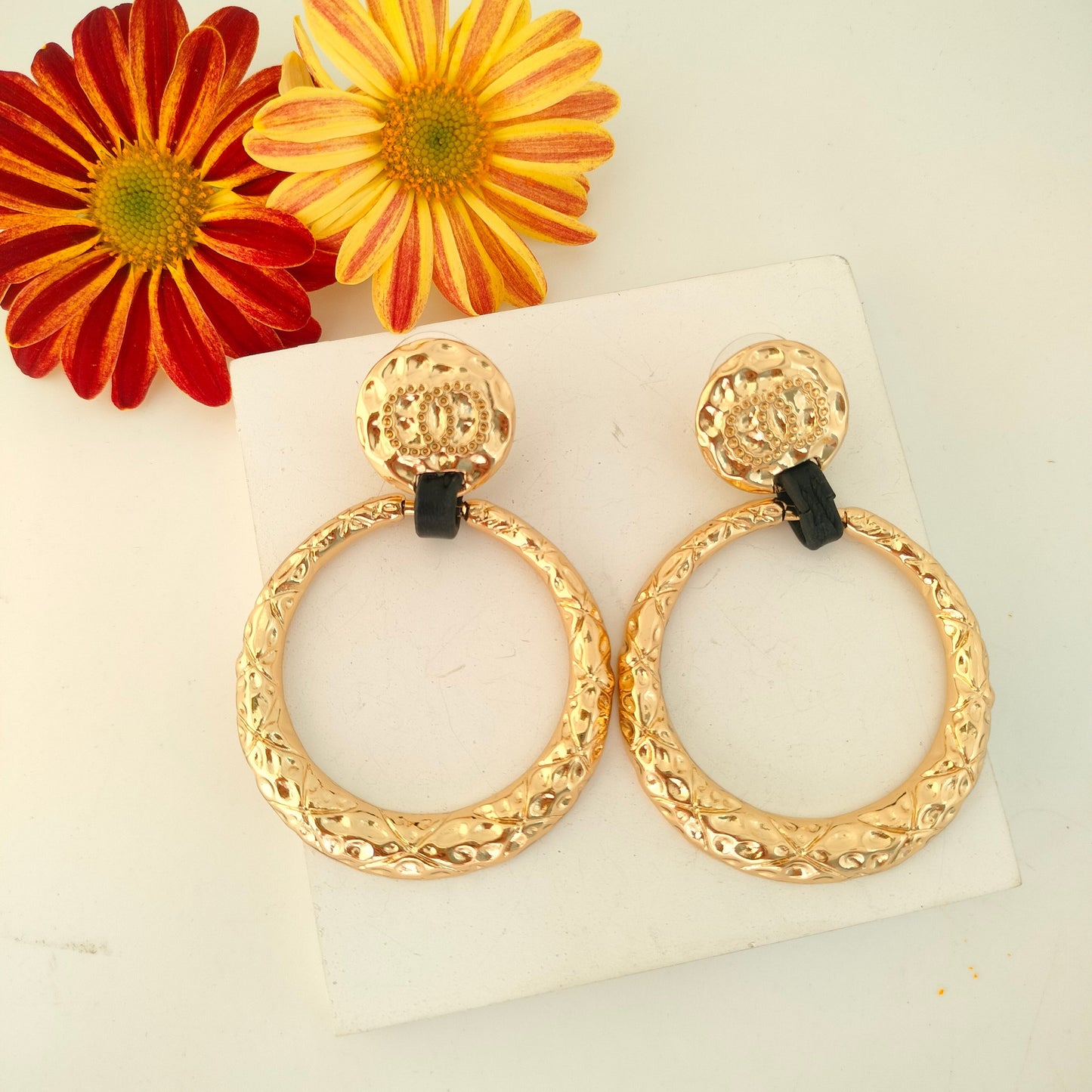 Textured Metal Drop Earring