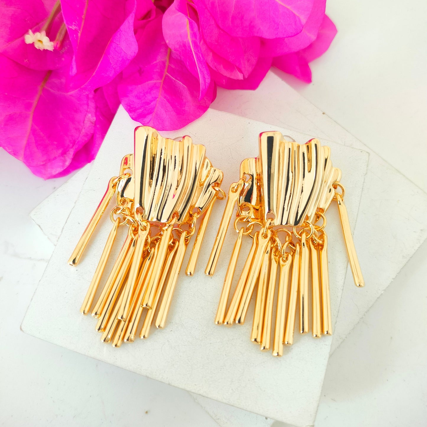 Gold Foil Marble Earring