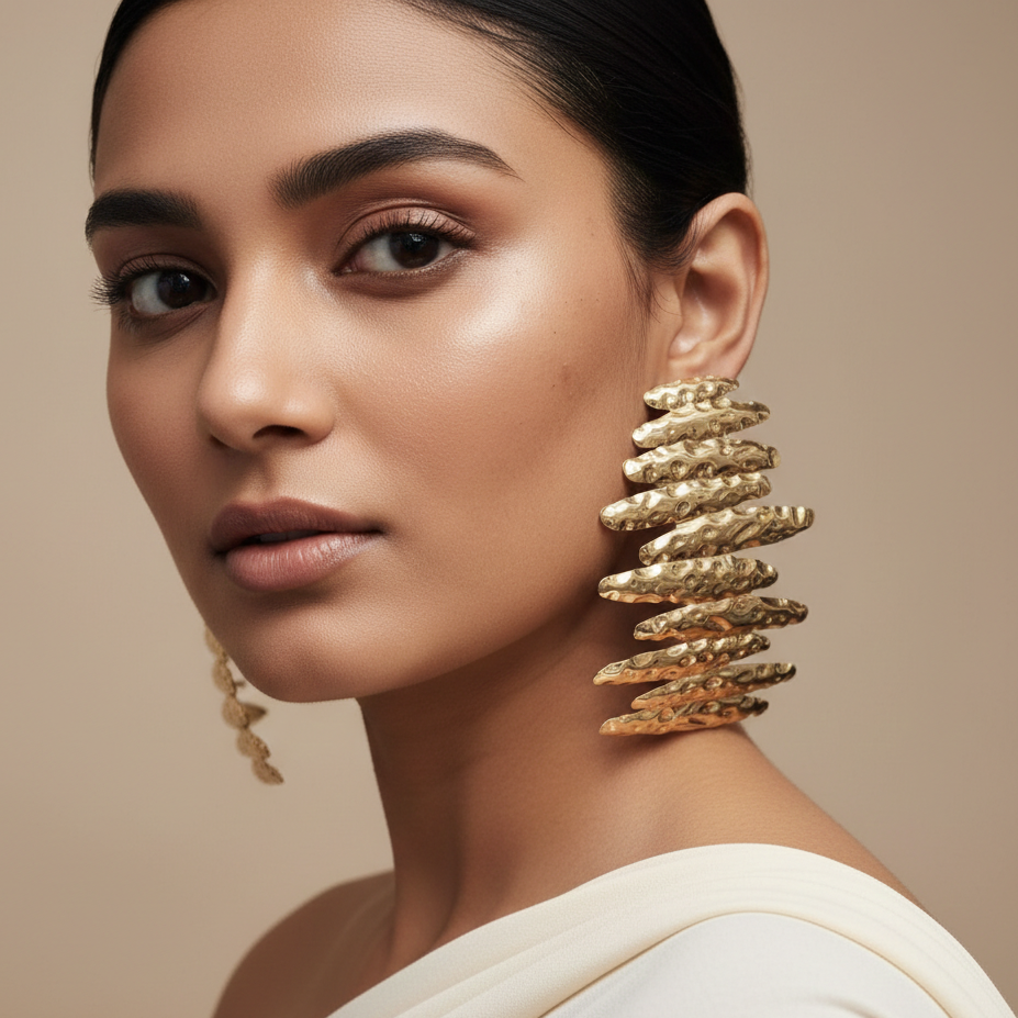 Bold Designer Oversized Gold Statement Earrings for Women | Party Wear & Statement Jewellery