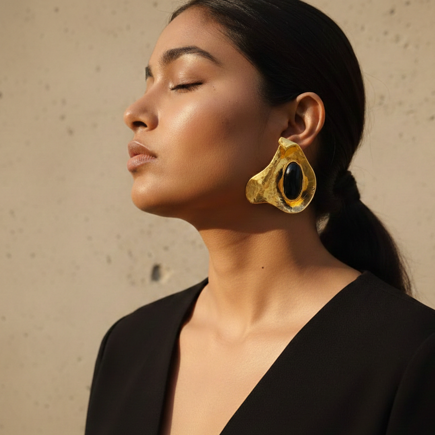 Premium Statement Bold Gold Sculptural Designer Earrings for Women | Party Wear & Statement Jewellery