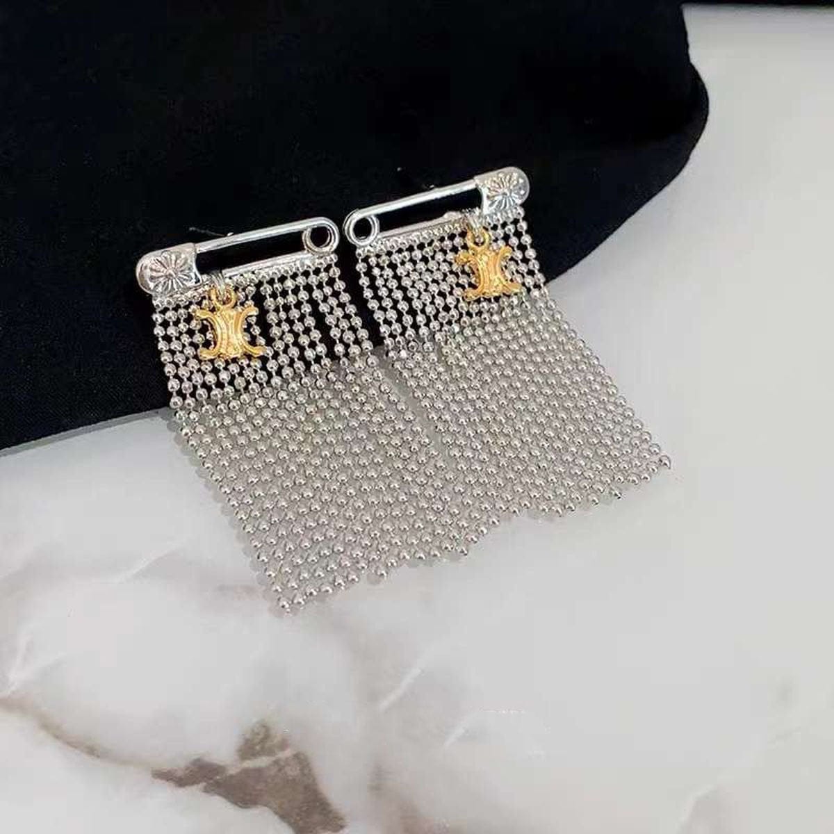 Tassell Chain Safety Pin Earring