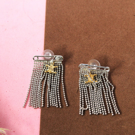 Tassell Chain Safety Pin Earring