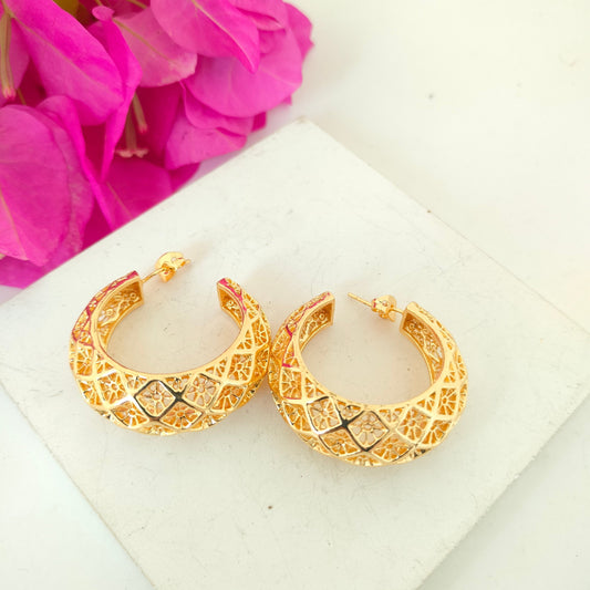 Golden Mesh Hoop Earring