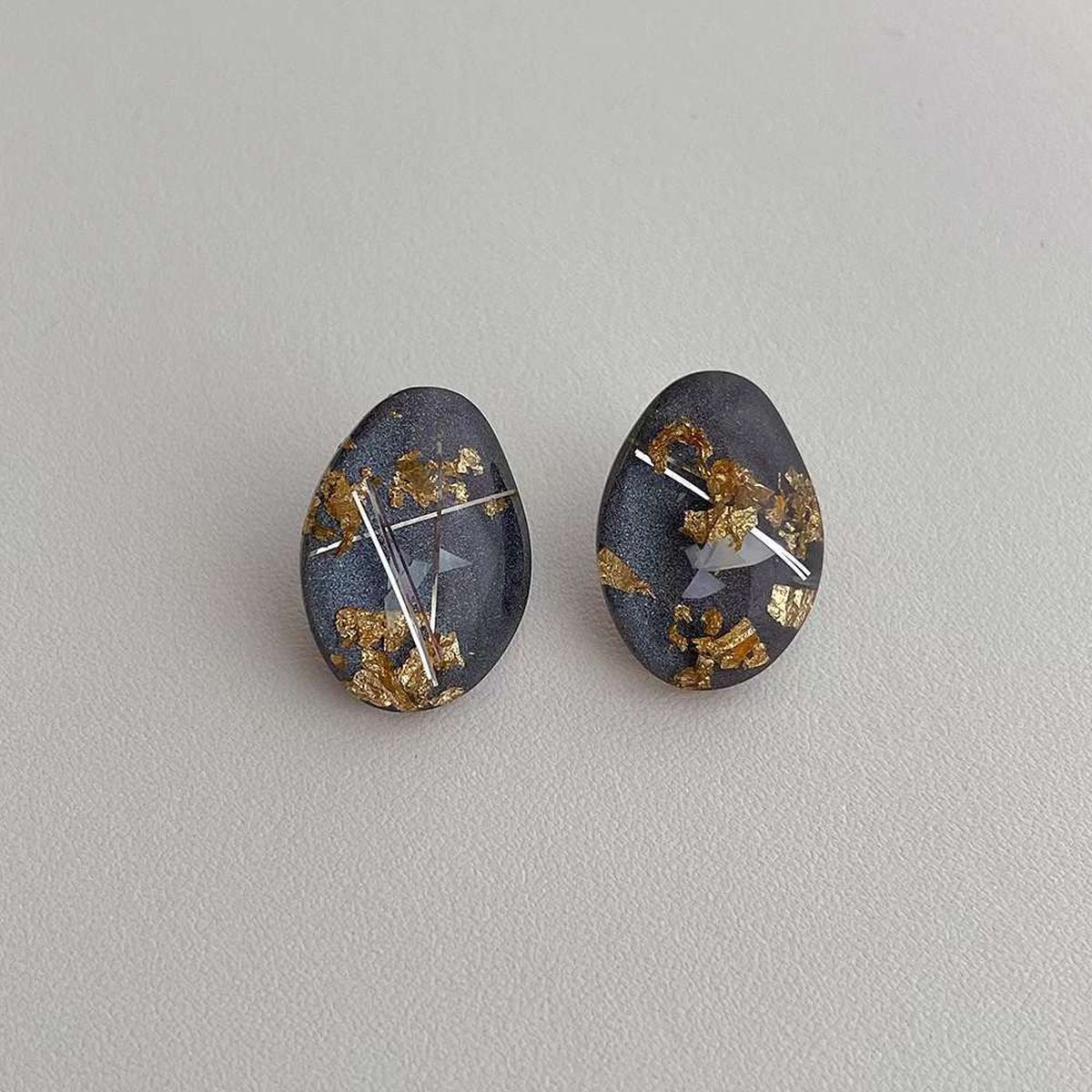 Gold Foil Marble Stud Earring