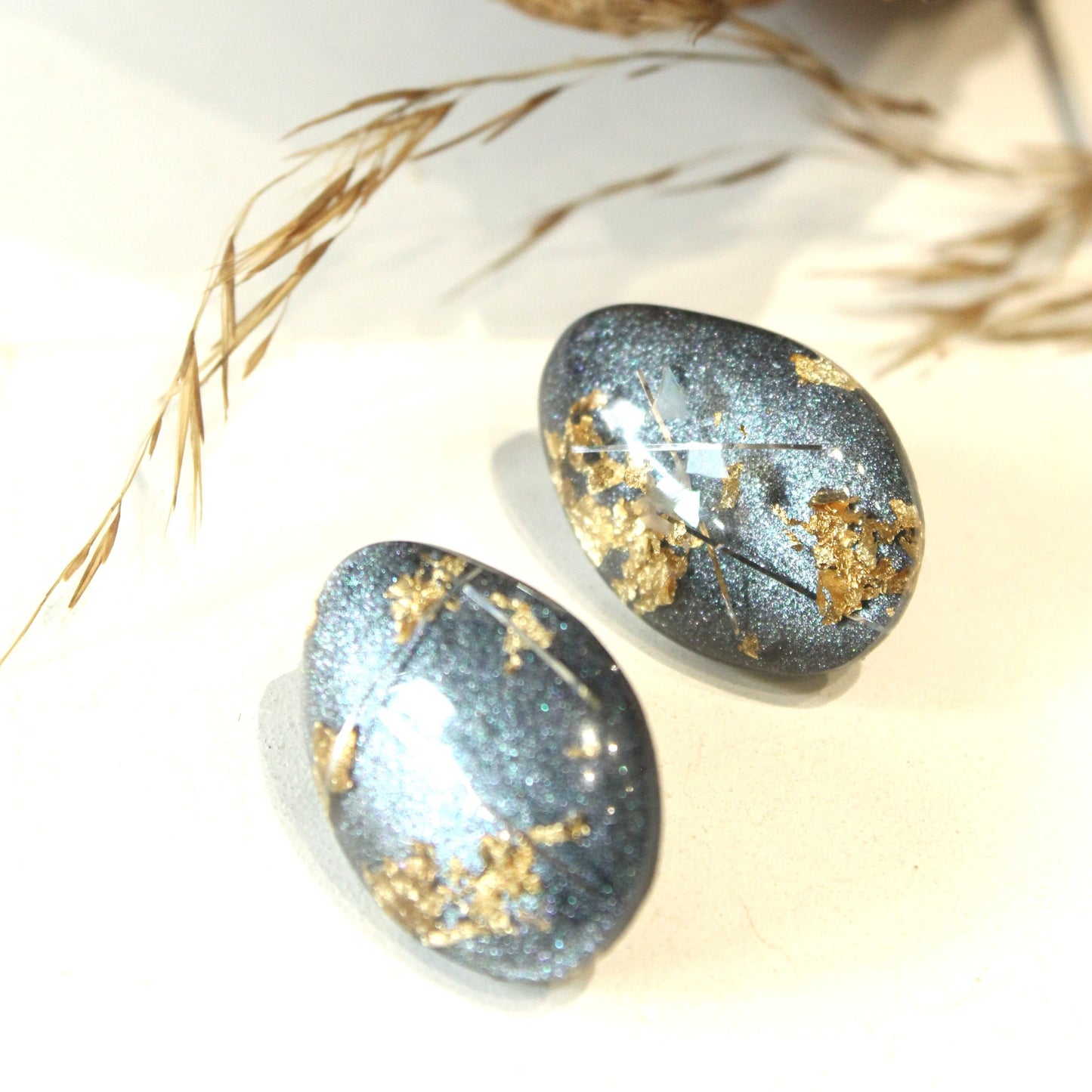 Gold Foil Marble Stud Earring