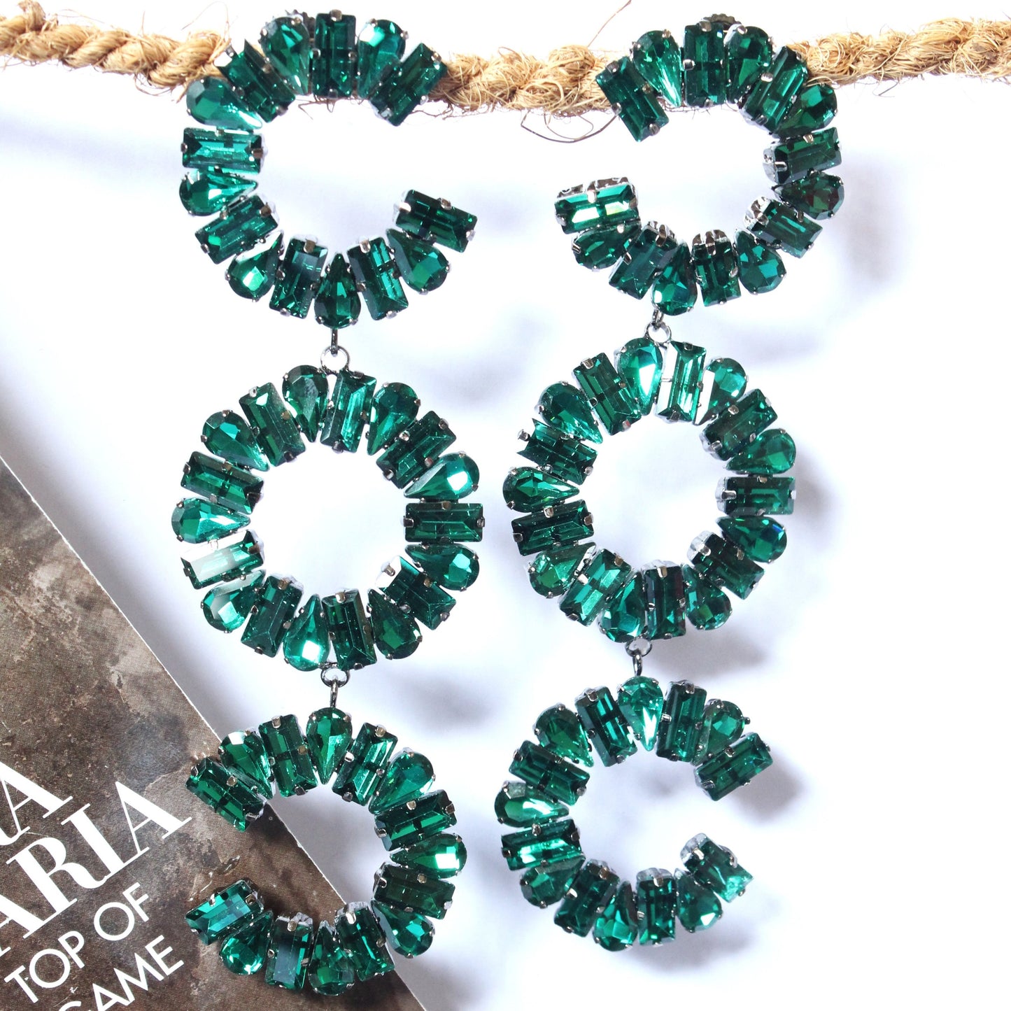 Triple Rings Crystal Statement Dangler Earring