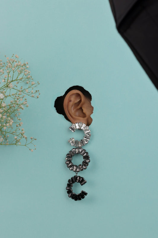 Triple Rings Crystal Statement Dangler Earring