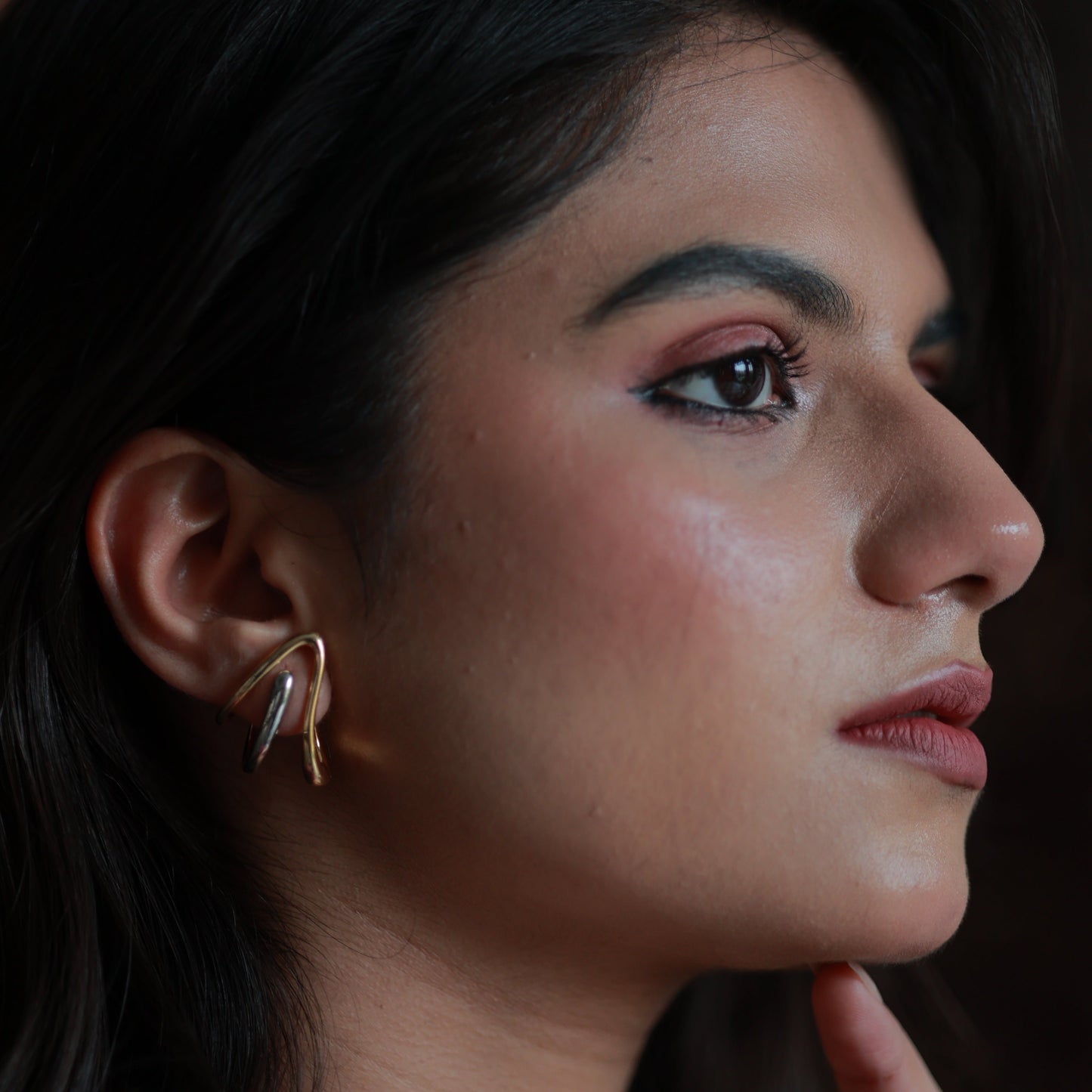 Golden Geometric Abstract Earring