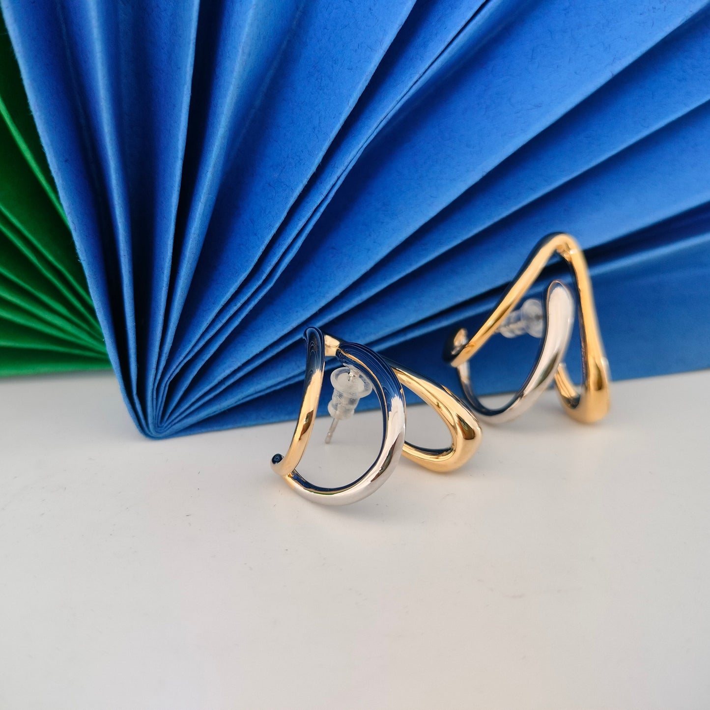 Golden Geometric Abstract Earring