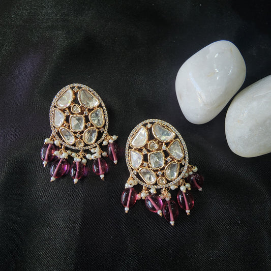 Golden Purple Stone Stud