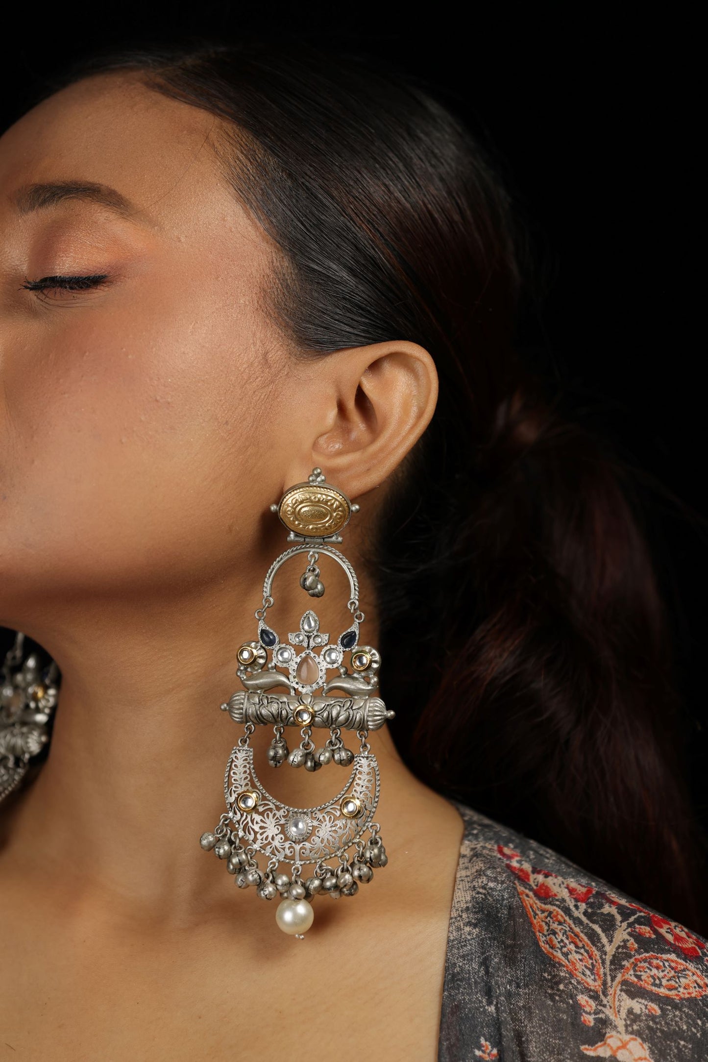 Silver Long Chandelier Earring