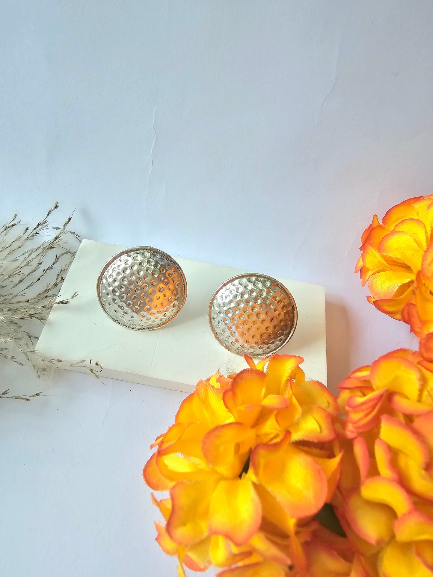 Silver Round Stud Earring