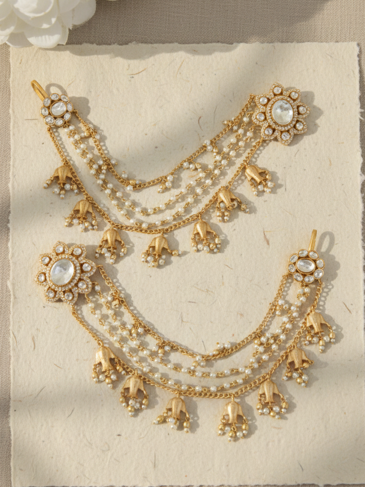 Traditional Gold Floral Design Earrings