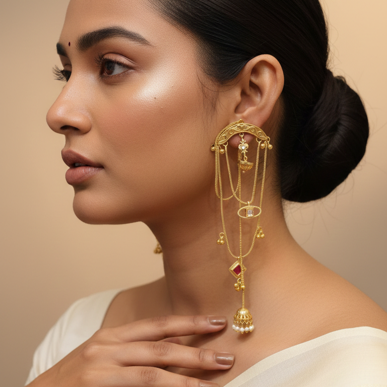 Royal Noor Multi Layer Jhumka Earrings