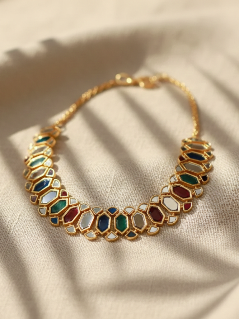 Golden Mirror Work Choker