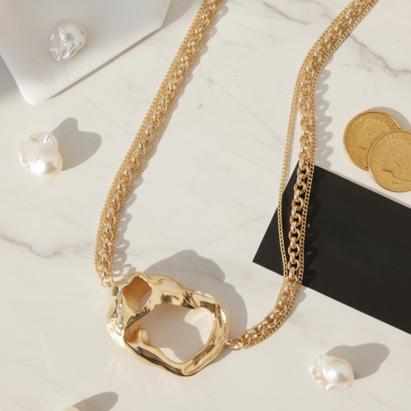 Molten Gold Sculptural Chain Necklace