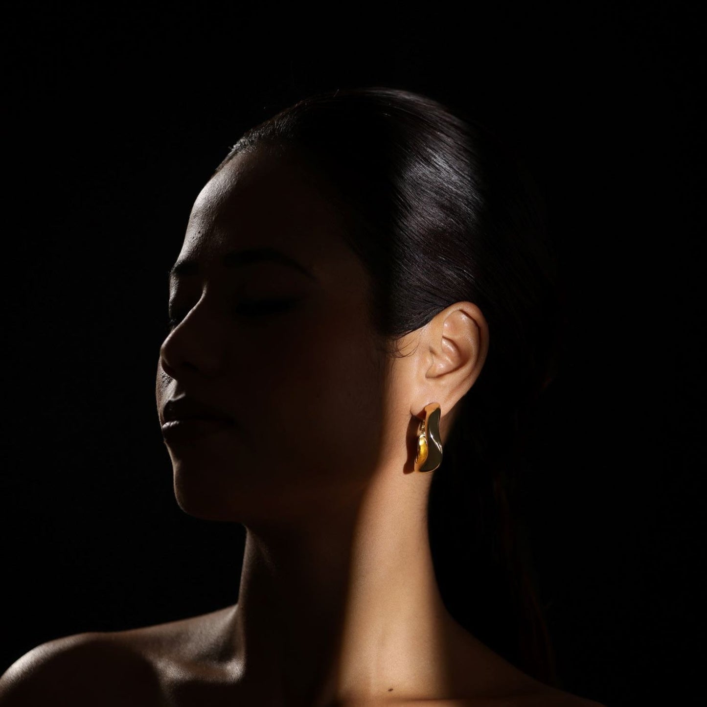 Golden hoop earring
