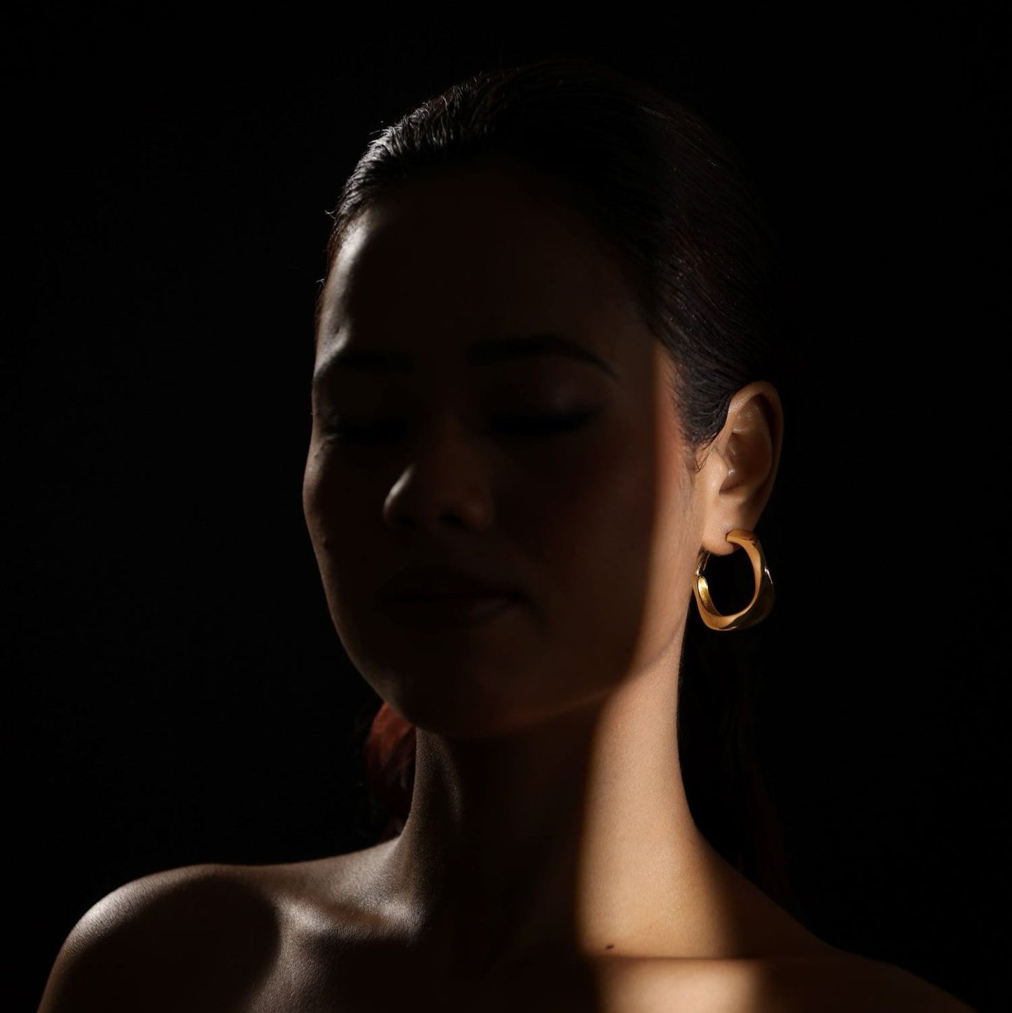Golden hoop earring