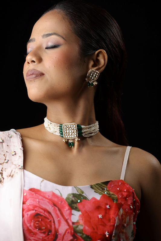 White Pearl Kundan Traditional Necklace