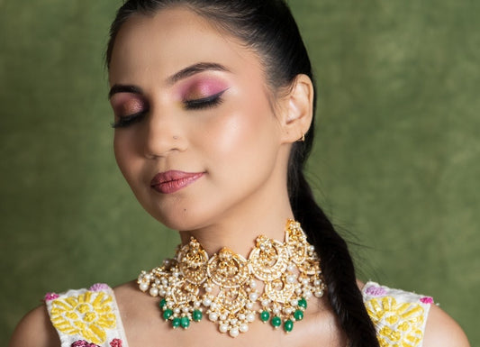 Pearl Kundan Choker Neckpiece Set