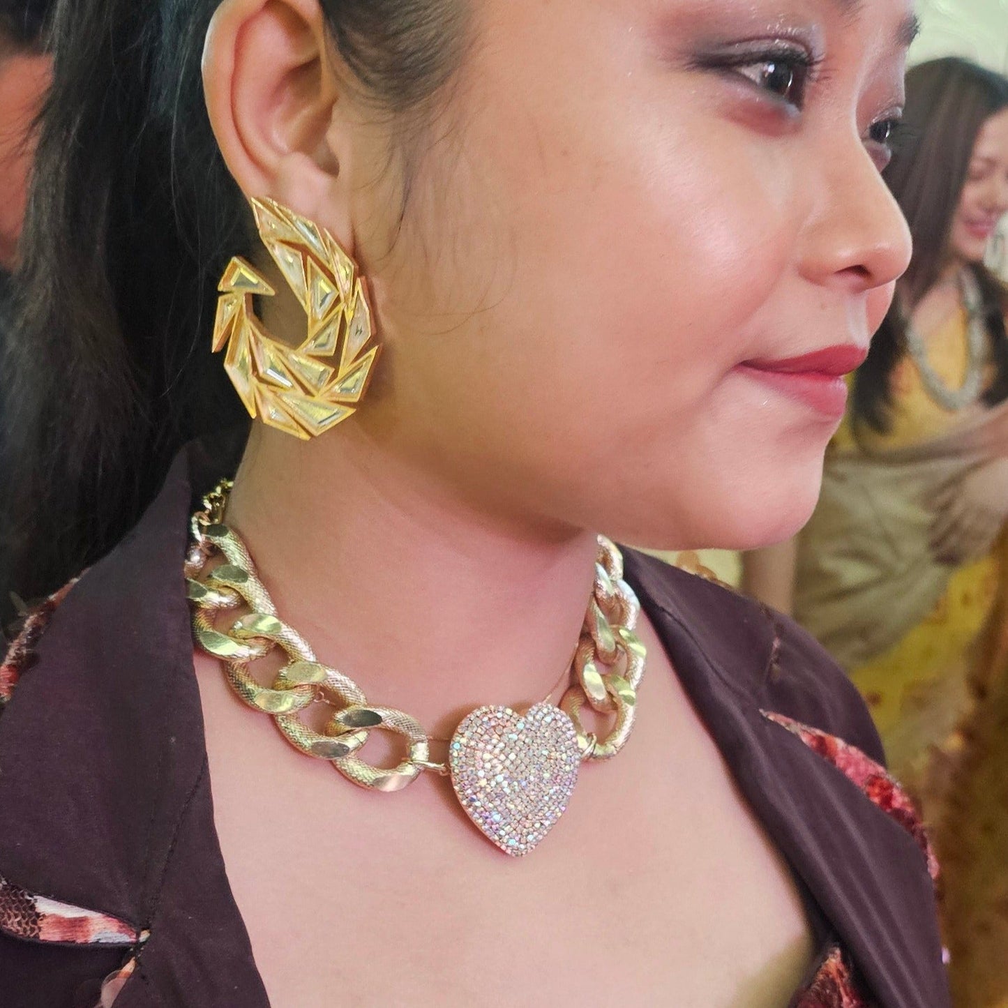 Heart Shape Rhinestone Neckpiece