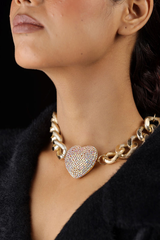 Heart Shape Rhinestone Neckpiece