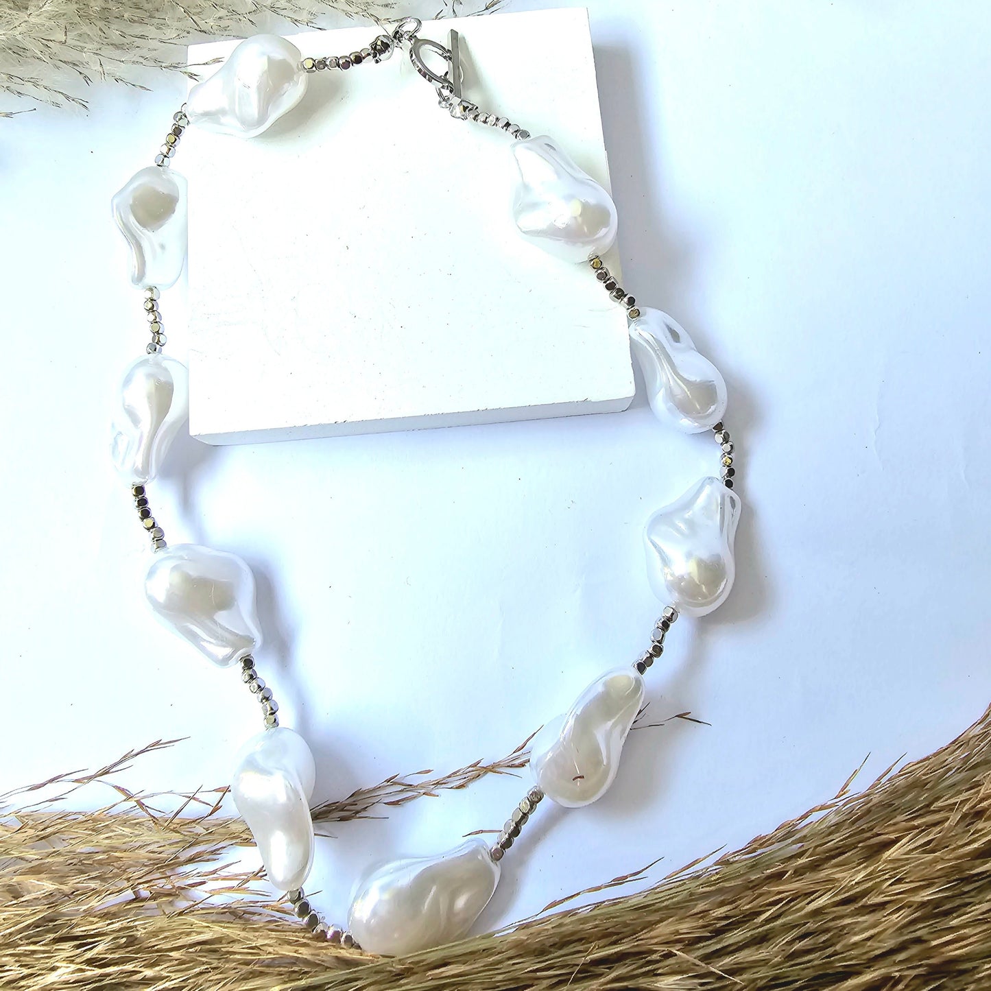 White Baroque Pearls Necklace