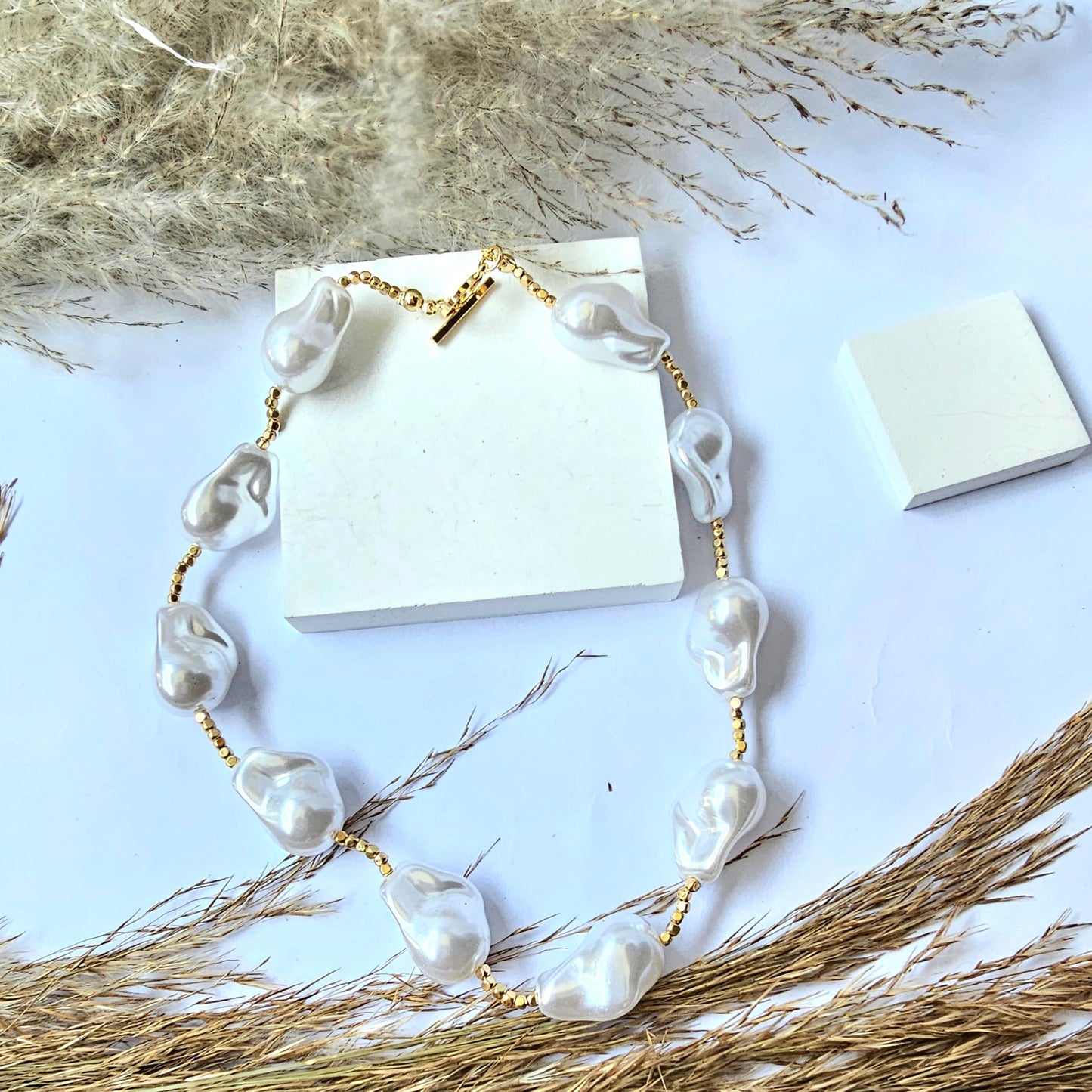 White Baroque Pearls Necklace