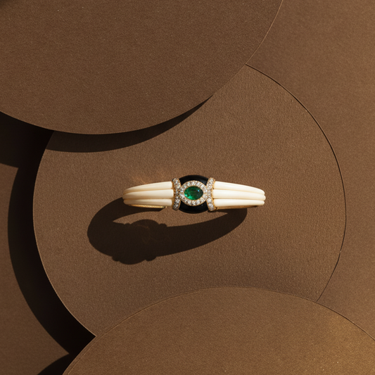Emerald Glow Ivory Luxe Bracelet