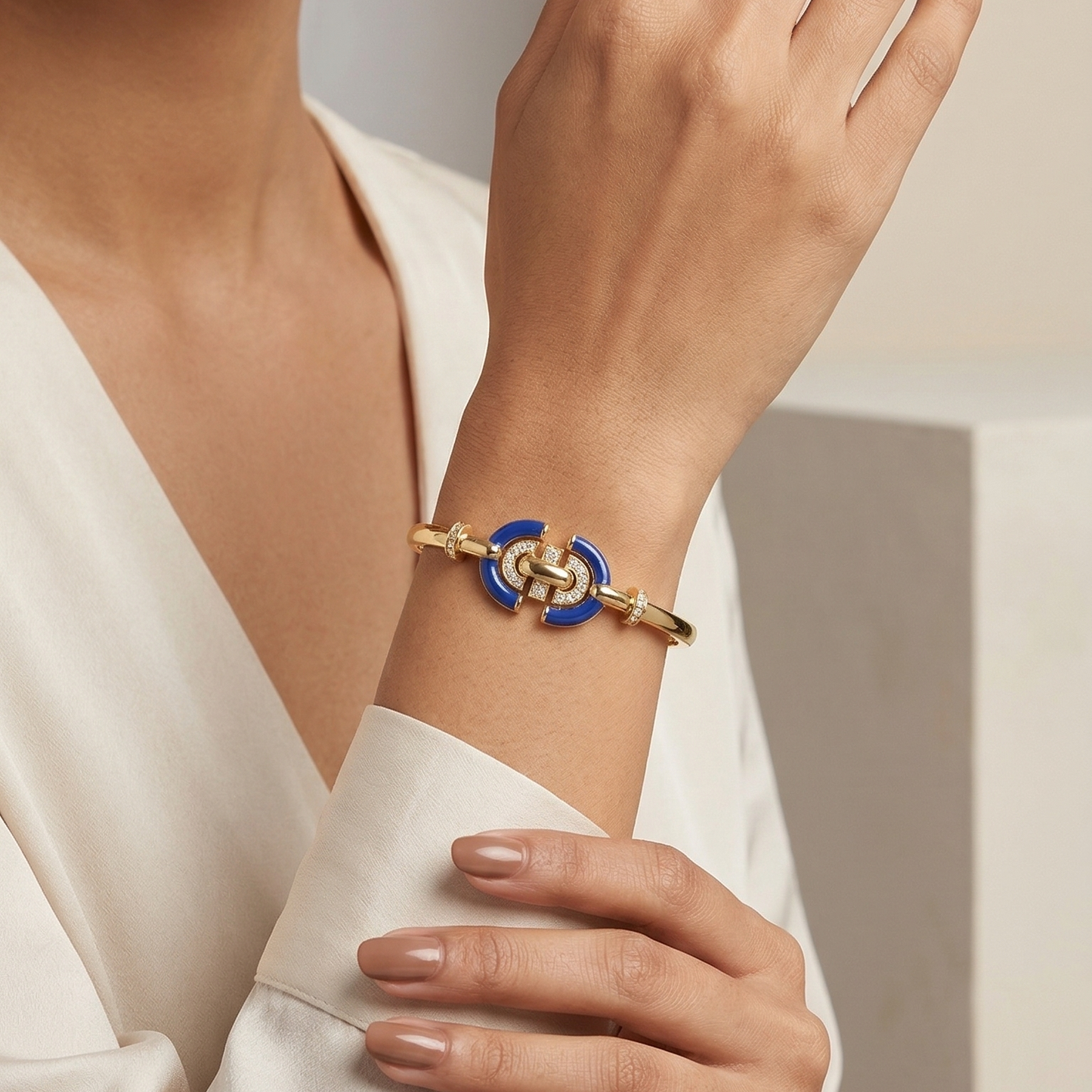 Royal Blue Enamel Gold Luxury Bracelet