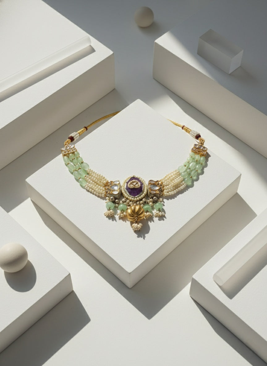 Silver Neckpiece With Pearls