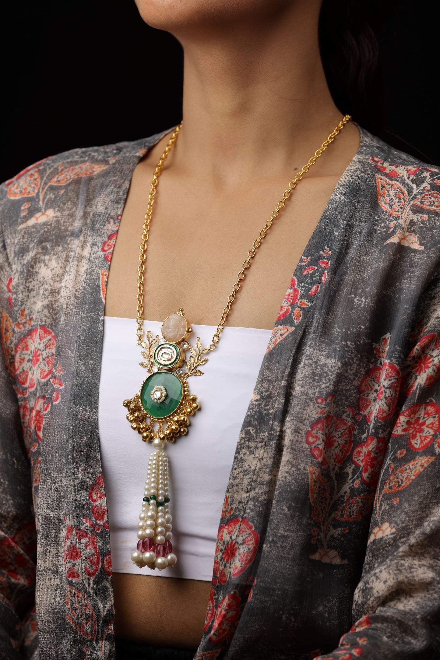 Multi Colour Antique Tasseled Necklace