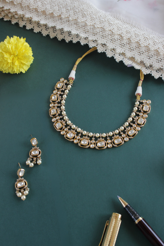 Kundan Style Necklace with Earrings