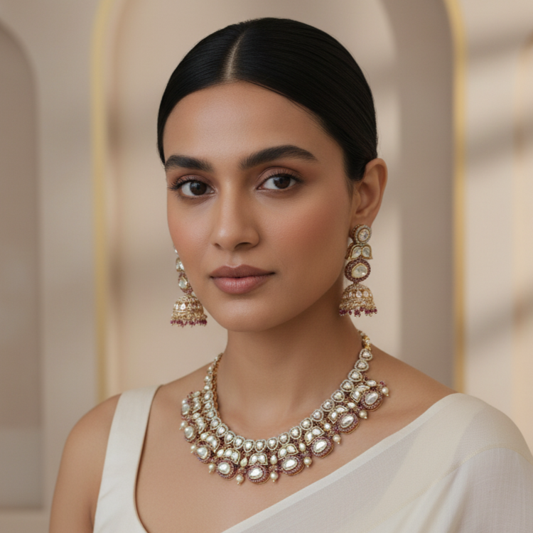 Pearl Bloom Polki Choker Set