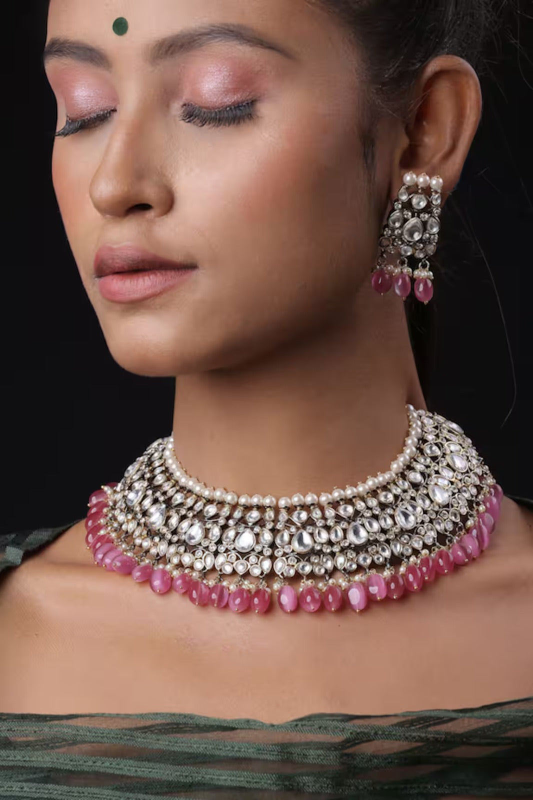 Pearls Brass Kundan Choker Set