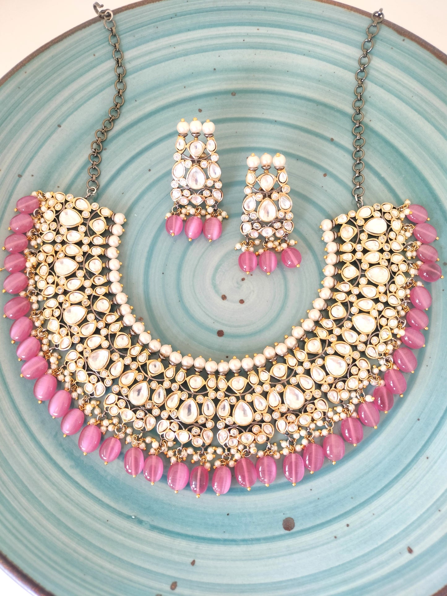 Pearls Brass Kundan Choker Set